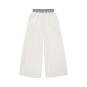 กางเกงขายาวทรงตรงผ้าคอตตอนผสมโพลีเอสเตอร์และสแปนเด็กซ์ แต่งขอบยางสีตัดกัน กางเกงวอร์มทรงหลวมสำหรับผู้ชาย มีกระเป๋าและเอวยางยืด - Product Image 1