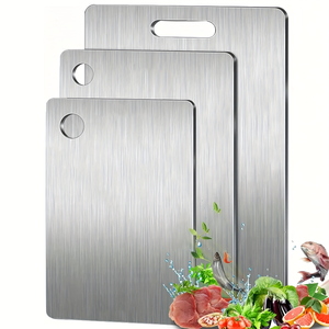 Tabla de Cortar de Acero Inoxidable con Diseño Moderno y Tamaño Personalizado, con Asa, Paquete Combinado para Cocina - Product Image 1