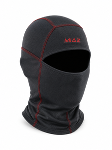 Pasamontañas MIAZ ME-BC-001 con Costuras Rojas y Negras a Rayas, Unisex, para Adultos, Ajustable de 56-58 cm, para Esquí y Deportes - Product Image 1