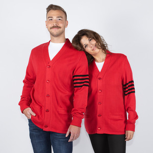 Cardigan en acrylique tricoté pour femme, col en V, avec broderies et appliques logo, pour sororités et fraternités grecques, universités et collèges - Product Image 1