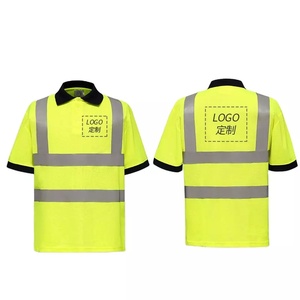 Wholesale US Size Polyester ANSI Class 1 Retroreflective Fluorescent Yellow <b>Orange</b> Safety <b>Polo</b> Shirt with Custom Logo QuickDry - Product Image 2
