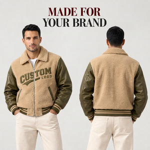 Chaqueta Varsity de Chenille Premium con Bordado Personalizado, Cuerpo de Lana y Mangas de Cuero, Ropa Urbana de Moda al por Mayor - Product Image 1