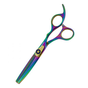 Tijeras de peluquería multicolor de acero inoxidable alemán con punta afilada para diestros, mango mediano - Product Image 2