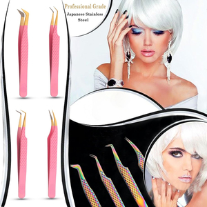 Professional High Grade Custom Logo Color Stainless Steel Eyelash Extension Tweezers <b>Set</b> Sustainable High Quality Pointed Tip - Product Image 6