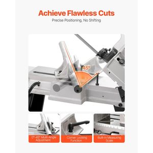 Sega a Nastro Verticale in Metallo 110V, Motore 550W, Velocità 0-45, Capacità di Taglio Rettangolare 4 x 6, Macchina Sega a Nastro Orizzontale - Product Image 4