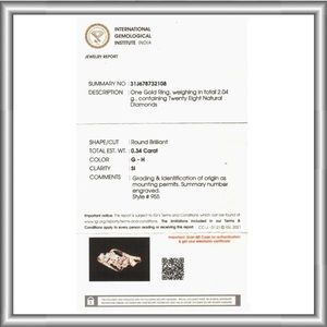 แหวนทองคำและเพชรเพาะเลี้ยงในห้องปฏิบัติการ ได้รับการรับรองจาก IGI INGEMCO เพชรทรงบริลเลียนต์ ฝังแบบหนามเตย สไตล์คลาสสิก ทองคำบริสุทธิ์ 14K สำหรับผู้หญิง จาก Djewels - Product Image 5