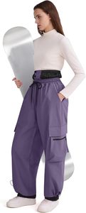 Pantalon de ski unisexe chauffant, coupe-vent et imperméable, avec cordon de serrage, style cargo, pour activités de neige en extérieur, 10000 mm - Polyester Tex - Product Image 3