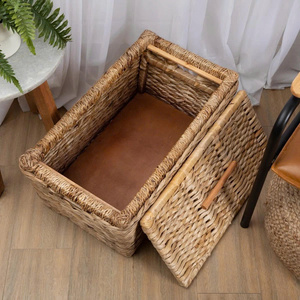 Natural Water hyacinth <b>Storage</b> <b>Basket</b> <b>Rectangle</b> With Handles Rustic Multi-Purpose Neatening <b>Basket</b> - Product Image 2