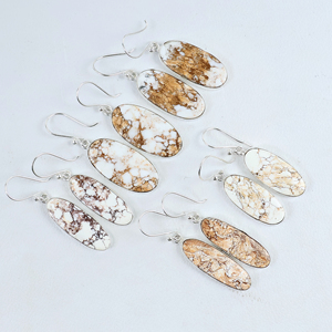 Pendientes de Magnesita Natural de Caballo Salvaje, Joyería de Piedras Preciosas del Suroeste, Pendientes Colgantes de Plata de Ley 925 - Product Image 5