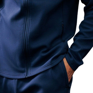 Mens Navy Blue Full <b>Zip</b> <b>Hooded</b> Tracksuit Set Windproof Breathable Fleece 2 1 Design Athletic Sportswear Training Workout - Product Image 4