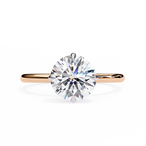 Anillos de oro clásicos para compromiso, boda y aniversario con diamantes de corte redondo, oro macizo de 14K, corte brillante redondo, joyería fina. - Product Image 3
