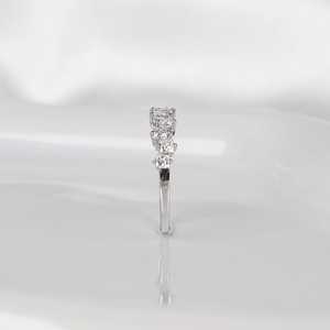 Moissanite Princess Cut Half Eternity Band <b>Ring</b> Original <b>925</b> <b>Silver</b> With Party Gift Fine Stackable Surprise Jewelry For Partners - Product Image 3