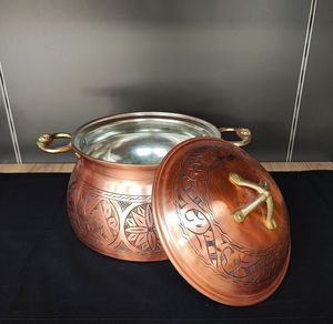 Traditional <b>Copper</b> Uruli Bowl Handmade Hammered Decorative Vessel for Serving Food Kitchen Decor Wedding and Housewarming Gift - Product Image 1