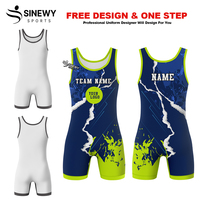 Singlet gulat pria dewasa berbahan stretch dengan sablon sublimasi, pakaian olahraga bodysuit custom warna blok depan, cepat kering dan tahan lama
