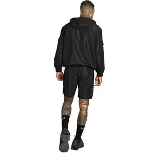 Ensemble sweat à capuche et short tricoté sportif pour homme, coloris noir et blanc, respirant, tenue d'été - Product Image 2