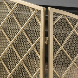 Paravent de cheminée pliable en métal à trois panneaux, motif diamant Regency, protection anti-étincelles en maille, résistant à la chaleur - Product Image 2