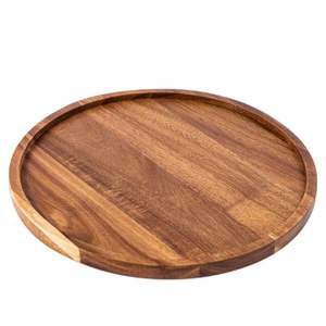 Bandeja Redonda de Madera para Servir de 10 Pulgadas, Plato Rústico Marrón con Asas, Bandeja de Cocina Estilo Granja para Comida y Bebidas, Venta al por Mayor para Exportación - Product Image 1