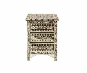 Meubles de style américain avec incrustations en os, prix usine indien, incrustations en os de buffle, table basse et tabouret en os incrustés, mobilier - Product Image 2