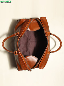 Bolsa de Viaje de Cuero Genuino al por Mayor, Bolsa de Lona Personalizada para Hombre, Bolsa Impermeable - Product Image 5