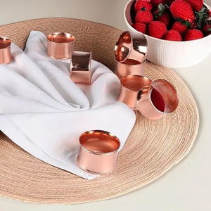 Modern <b>Copper</b> Metal Napkin Rings Ring Shape 2.5cm Wide Durable <b>Table</b> Decoration for Party - Product Image 1