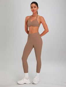 2026 Custom Logo Solid Breathable Yoga <b>Leggings</b> Women High Waist <b>Flare</b> Pants Cross Back Sports Bra 6 Piece Workout Gym - Product Image 2