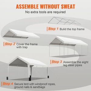 Tenda per camion 10x20 piedi resistente con 8 pali rinforzati, 4 sacchi di pesatura, resistente ai raggi UV, utilizzabile come carport, riparo per barche o tenda per feste - Product Image 6