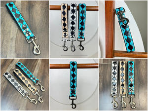 Nouveau multi-fonction en cuir véritable trafic rembourré poignée robuste court motif à carreaux plomb pour la formation contrôle chien laisse - Product Image 3