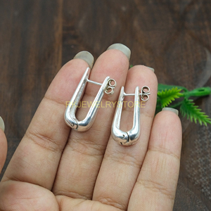 ต่างหูเงินแท้ 925 รูปทรงตัวยู แบบมินิมอล เรขาคณิต ต่างหูแบบเปิด สำหรับผู้หญิง ของขวัญคริสต์มาส - Product Image 4