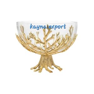 Support décoratif de luxe en métal doré bol en verre à bonbons bol en verre de qualité supérieure avec support en métal doré à utiliser pour le stockage du chocolat - Product Image 6