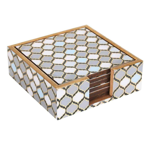 Juego de posavasos de MDF con impresión de esmalte, juego de 4 posavasos de madera natural con impresión de esmalte - Product Image 4