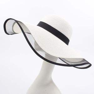 Chapeau de soleil en paille à large bord pour femme, élégant, léger, respirant, idéal pour la plage, les voyages, les vacances, protection UV, casquette décontractée et tendance - Product Image 5