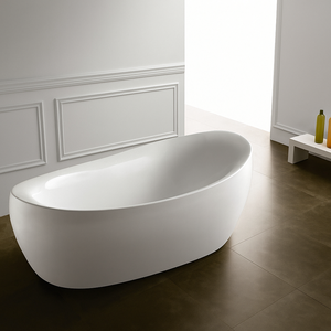 Bañera de Lujo Independiente de Acrílico Blanco Brillante, Diseño Moderno para Baño, Hotel o Villa - Product Image 2