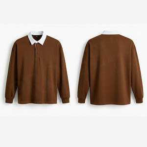 Polo à manches longues de qualité supérieure pour homme, décontracté, en coton, col classique, pull-over uni, confortable, respirant, vêtement de mode - Product Image 2