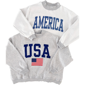 Sudadera de Cuello Redondo Extra Grande para Mujer, de Alta Calidad OEM, con Estampado de Letras de Estados Unidos, Tejida en Algodón, para Otoño - Product Image 2