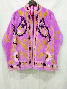 Veste en velours Suzani bohème à motif animalier, respirante, écologique, faite à la main, brodée, en coton de haute qualité, couleur personnalisable - Product Image 1