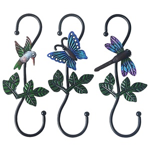 Thick Solid Steel Metal Butterfly Design Farmhouse Style Waterproof Eco-Friendly Wall Mounted <b>Garden</b> Bird Feeder <b>Hooks</b> - Product Image 1