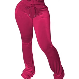 Pantalones Acampanados Retro de Corte Ajustado para Invierno, con Encaje, Estilo Vintage, Casuales, para Mujer, 100% Algodón Felpa - Product Image 6