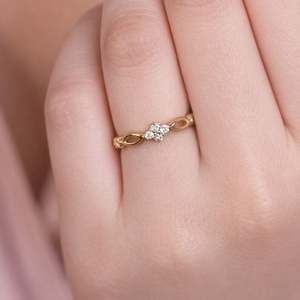 Hallmark Silver Graceful Bloom 18K Gold Plated Stainless Steel Ring - Product Image 2