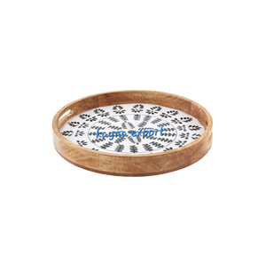 Plateau de service en bois MDF fait à la main avec finition émaillée imprimée de créateur fantaisie personnalisé et décoratif pour l'approvisionnement en gros à usage domestique - Product Image 5