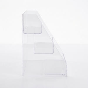 Clear Acrylic Modern Tiered Display Stand with Adjustable Height Countertop Organizer for Cosmetics Jewelry & <b>Small</b> Merchandise - Product Image 4