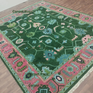 ชุดพรมทอมือแบบถักโบราณ12X12 & 10X14ชุดพรมทอมือสีชมพูงานแฮนด์เมดสำหรับห้องนั่งเล่น - Product Image 1