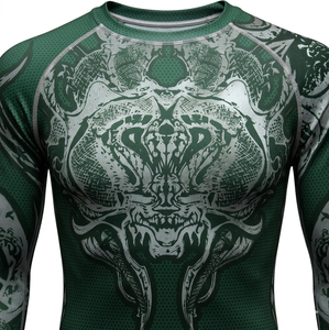 Venta al por mayor de camisetas de compresión de manga larga para hombre, MMA, BJJ, UPF50+, de secado rápido, de spandex y poliéster, con diseño personalizado. - Product Image 3