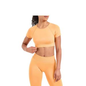Top Corto Personalizado al por Mayor para Mujer, Cuello Redondo Acanalado, con Logo, Tallas Regulares y Grandes, Estilo Lavado, para Yoga, Gimnasio, Entrenamiento, Fitness, Ropa Deportiva - Product Image 4