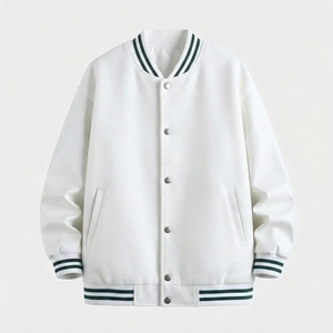 Chaqueta de Béisbol Personalizada con Logotipo Bordado - Chaqueta Casual de Estilo Americano para Hombre, Holgada y Moderna para Otoño/Invierno - Product Image 1