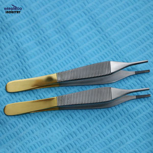 Pinza de tejido Adson Marrón de grado alemán TC de 4.75'' con inserto de carburo de tungsteno HI-1828 CE - Product Image 1