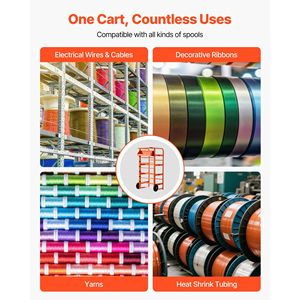 Dispenser Portatile Multi-Cavo con 11 Aste, Ruote e Vassoio per Organizzazione e Stoccaggio Cavi - Product Image 3