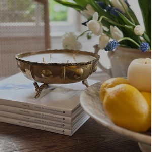 Bougie décorative en cire de soja parfumée, pot en verre avec support en laiton et aluminium vintage, pour hôtel, service, parfum, décoration de table à la maison - Product Image 5