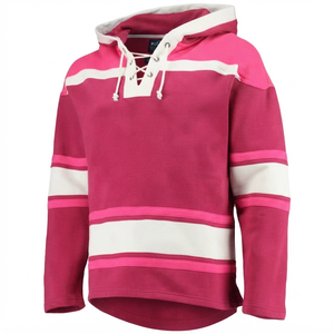 Sweat-shirt à capuche respirant rose pour le hockey sur glace, style vintage, personnalisé, thermique, pour l'hiver, vêtement de sport avanté. - Product Image 1