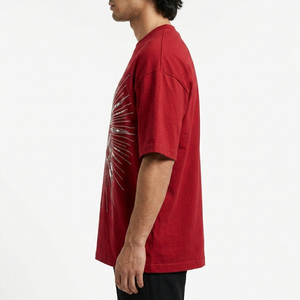 เสื้อยืดทรงบ็อกซี่แขนสั้นแฟชั่นฤดูร้อนสำหรับผู้ชาย พิมพ์ลายเพชรระยิบระยับ ประดับคริสตัลเพชร - Product Image 2
