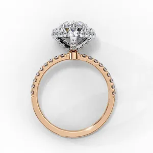 Bague en diamant de laboratoire éclatant, sertie d'un diamant central de 2 carats, de pierres latérales de 0,72 carats et en or massif 10K, 14K, 18K - Product Image 4